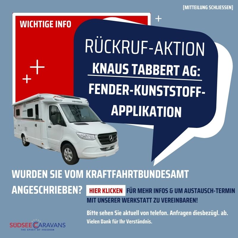 Rückruf-Aktion 2301: Fender-Kunststoffapplikation Knaus Tabbert